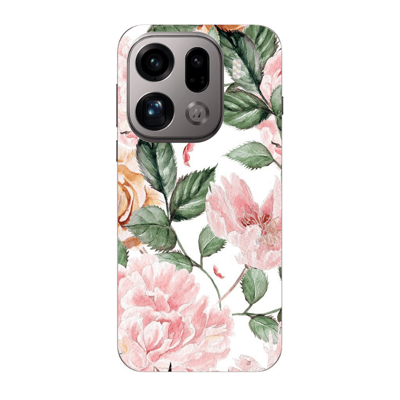 Oppo Find X9 Pro Pink rose and laves Transparent Silicone TPU Θήκη